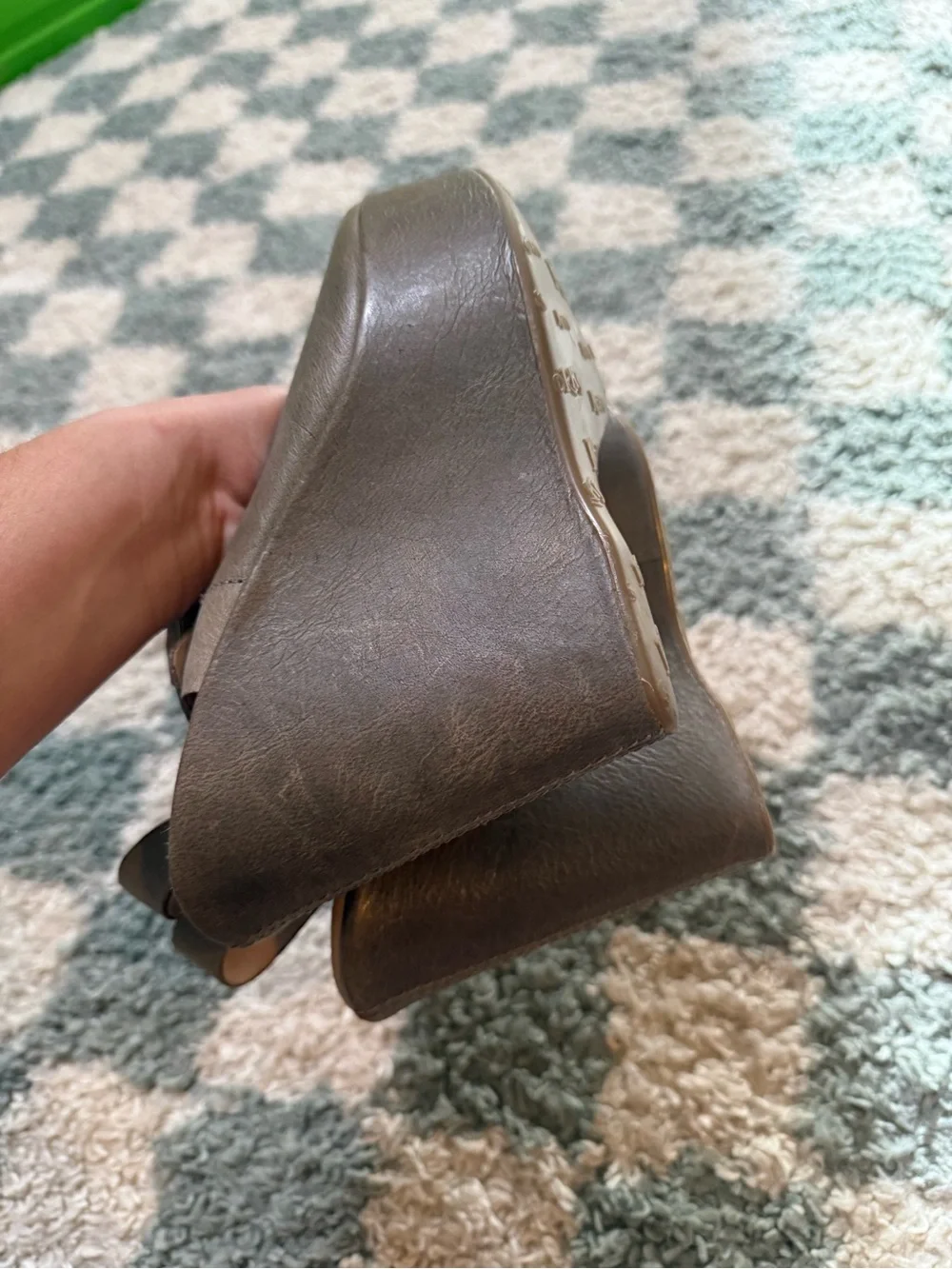 Kork-Ease Taupe Tan Wedge Peep Toe Sandals Ankle Buckle Strap Summer Leather 7